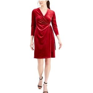 Anne Klein Sheath Faux Wrap Velvet Dress